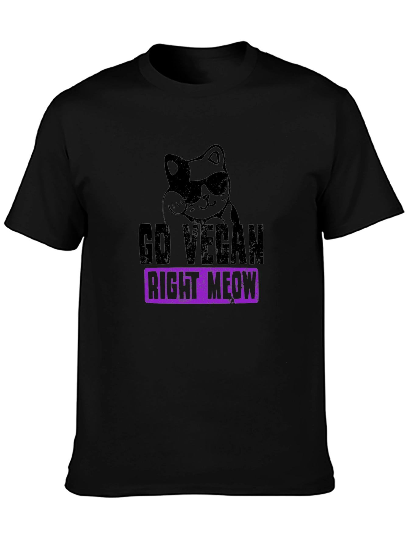 Go Vegan Right Meow T-Shirt - Cool Cat Design