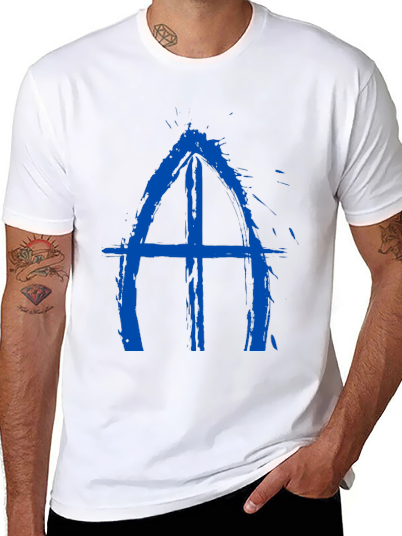 Abstract Blue Symbol Black T-Shirt