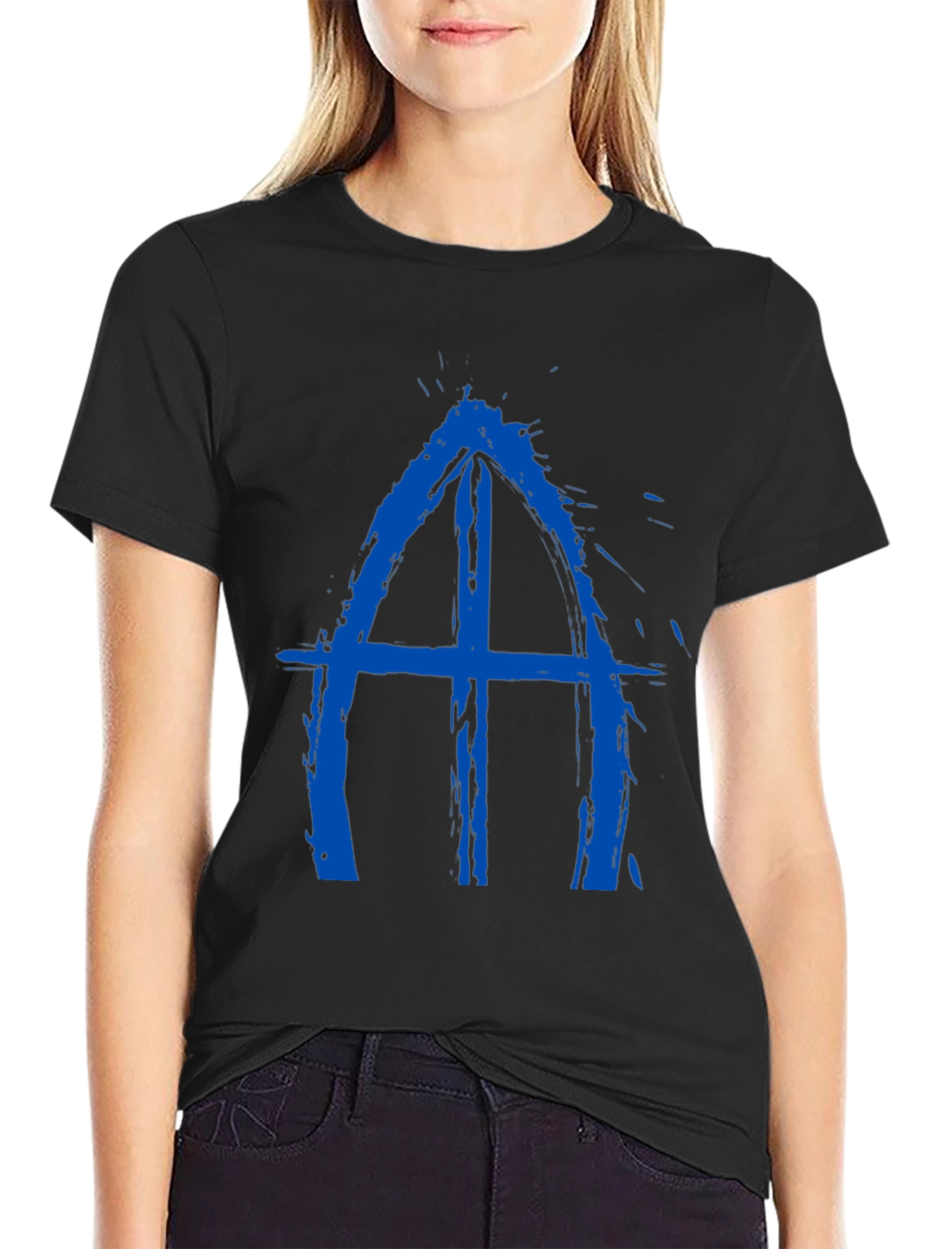 Abstract Blue Symbol Black T-Shirt