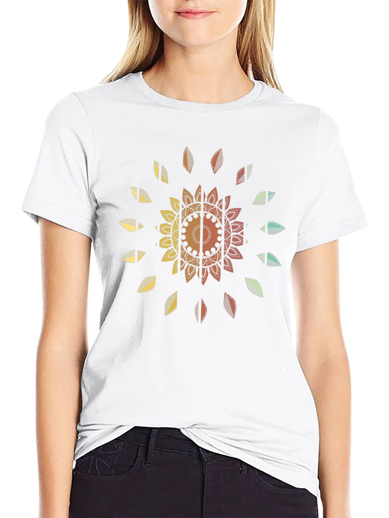 Floral Mandala Graphic Tee - Relaxed Fit
