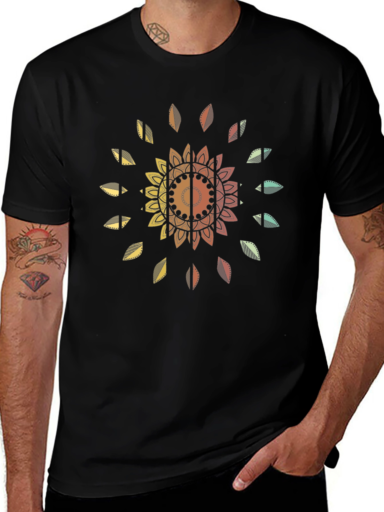 Floral Mandala Graphic Tee - Relaxed Fit