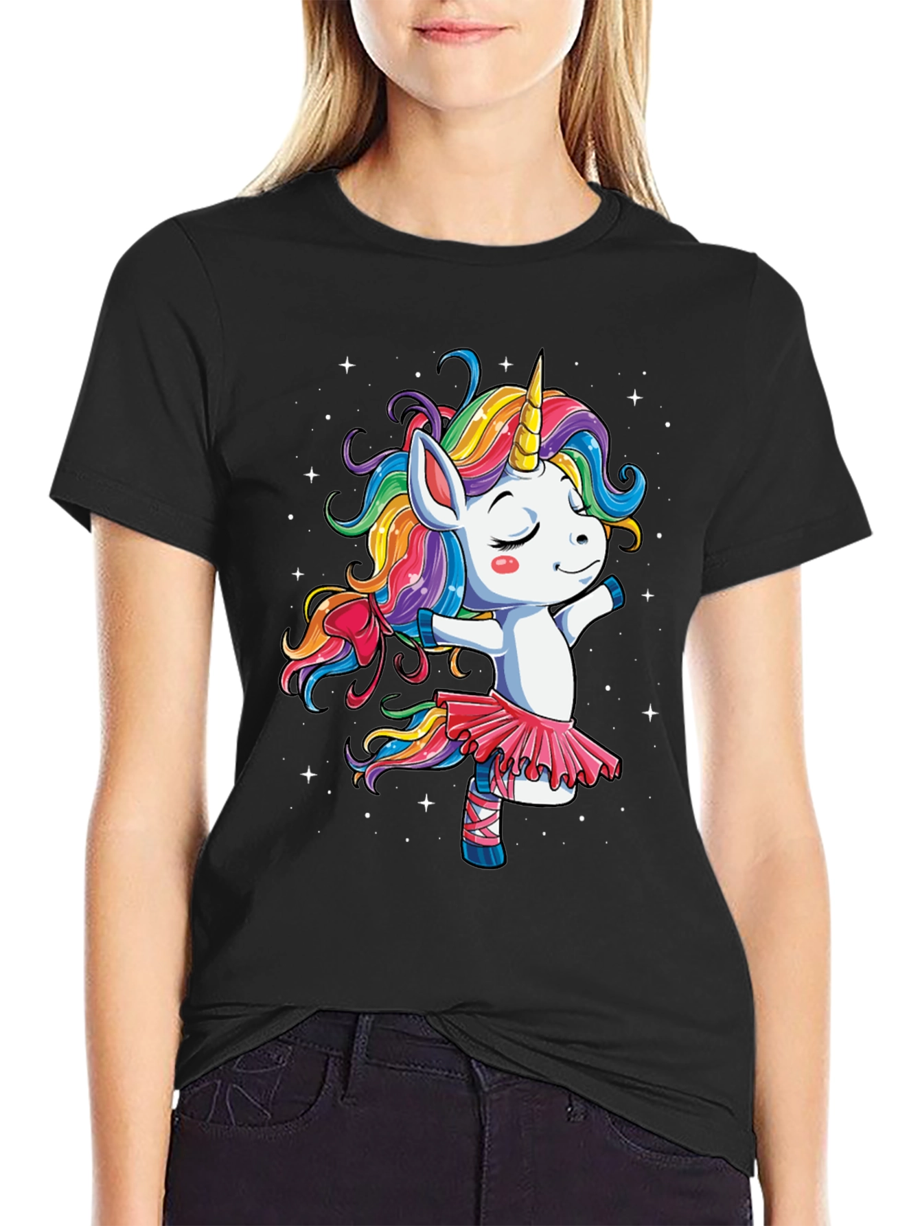 Unicorn Ballerina Black T-Shirt