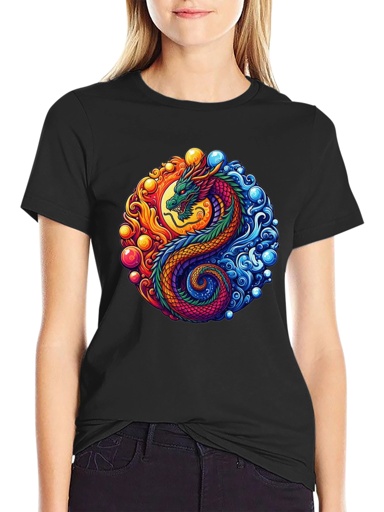 Yin Yang Dragon Graphic Tee