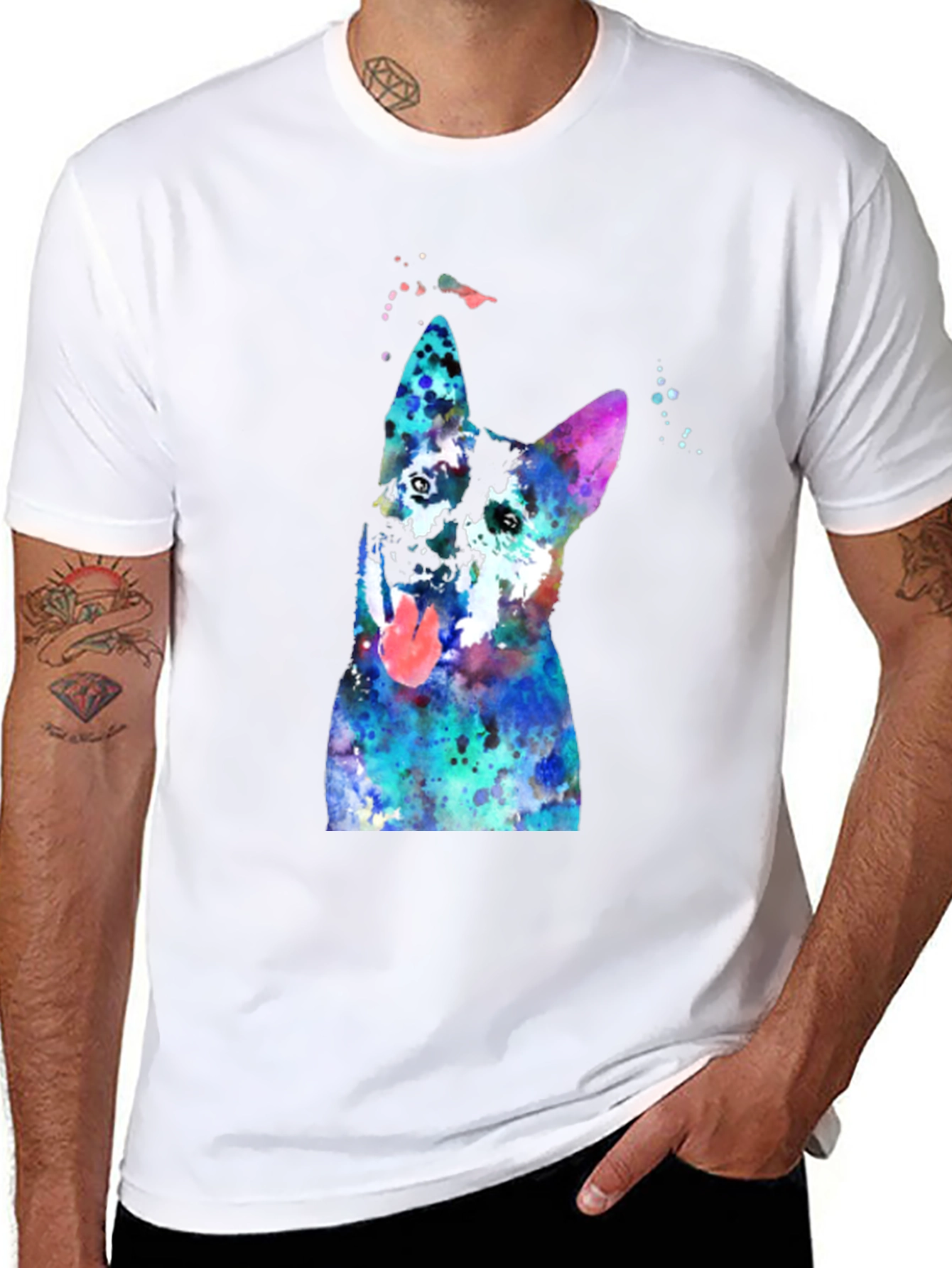 Watercolor Dog Graphic T-Shirt