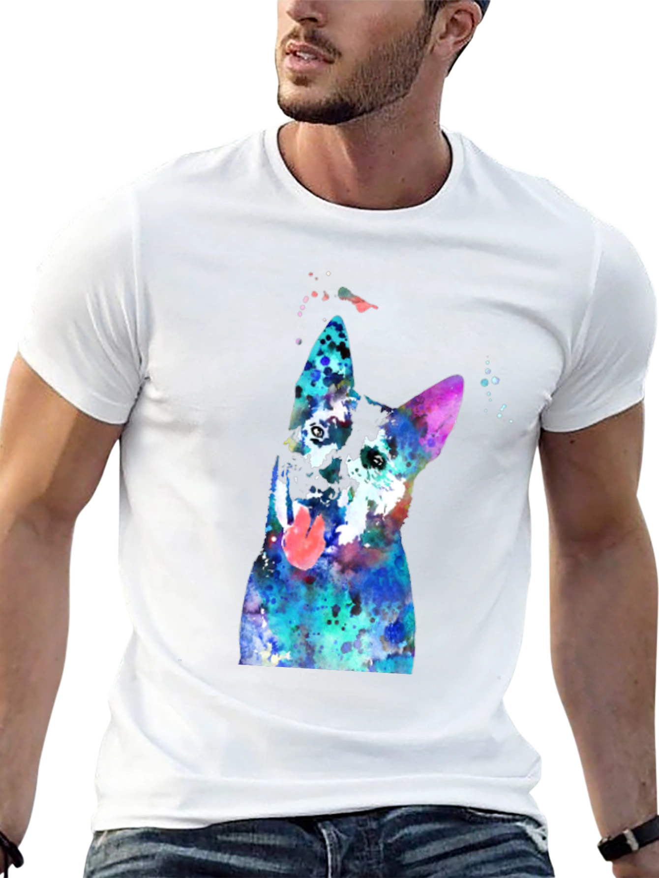 Watercolor Dog Graphic T-Shirt