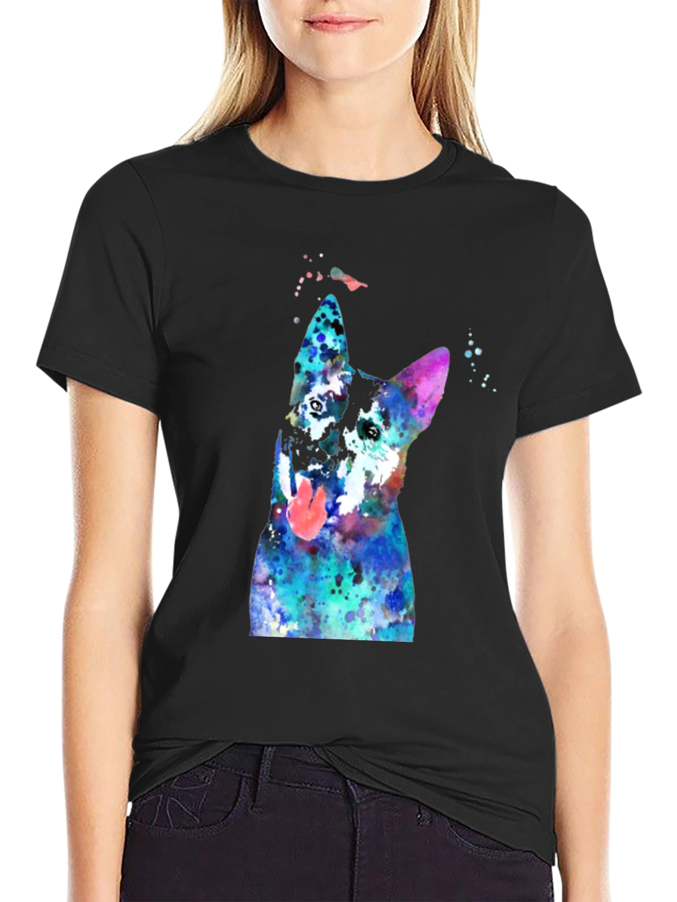 Watercolor Dog Graphic T-Shirt