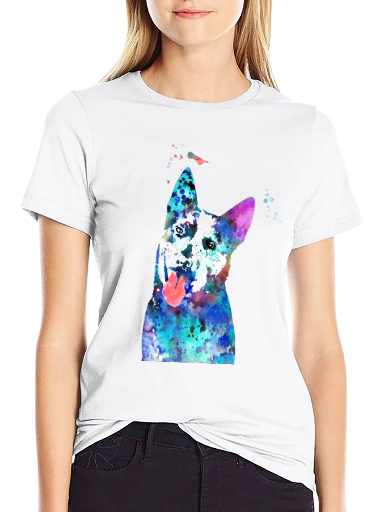 Watercolor Dog Graphic T-Shirt