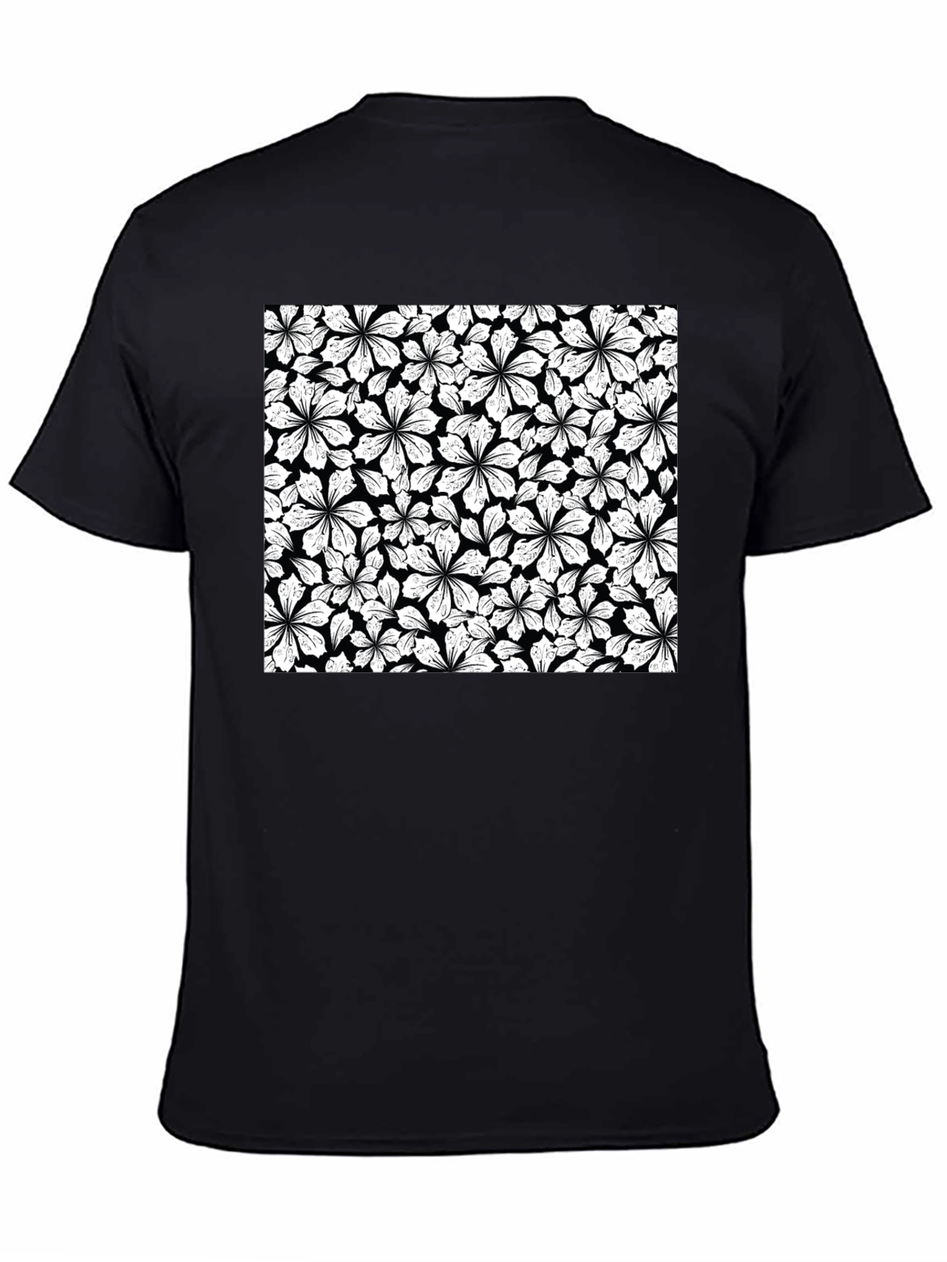 Floral Pattern T-Shirt - Black Graphic Tee