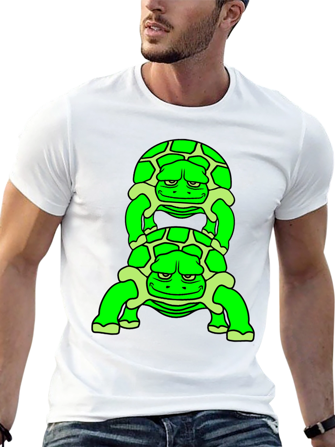 Stacked Turtle Graphic Tee - Unique Design