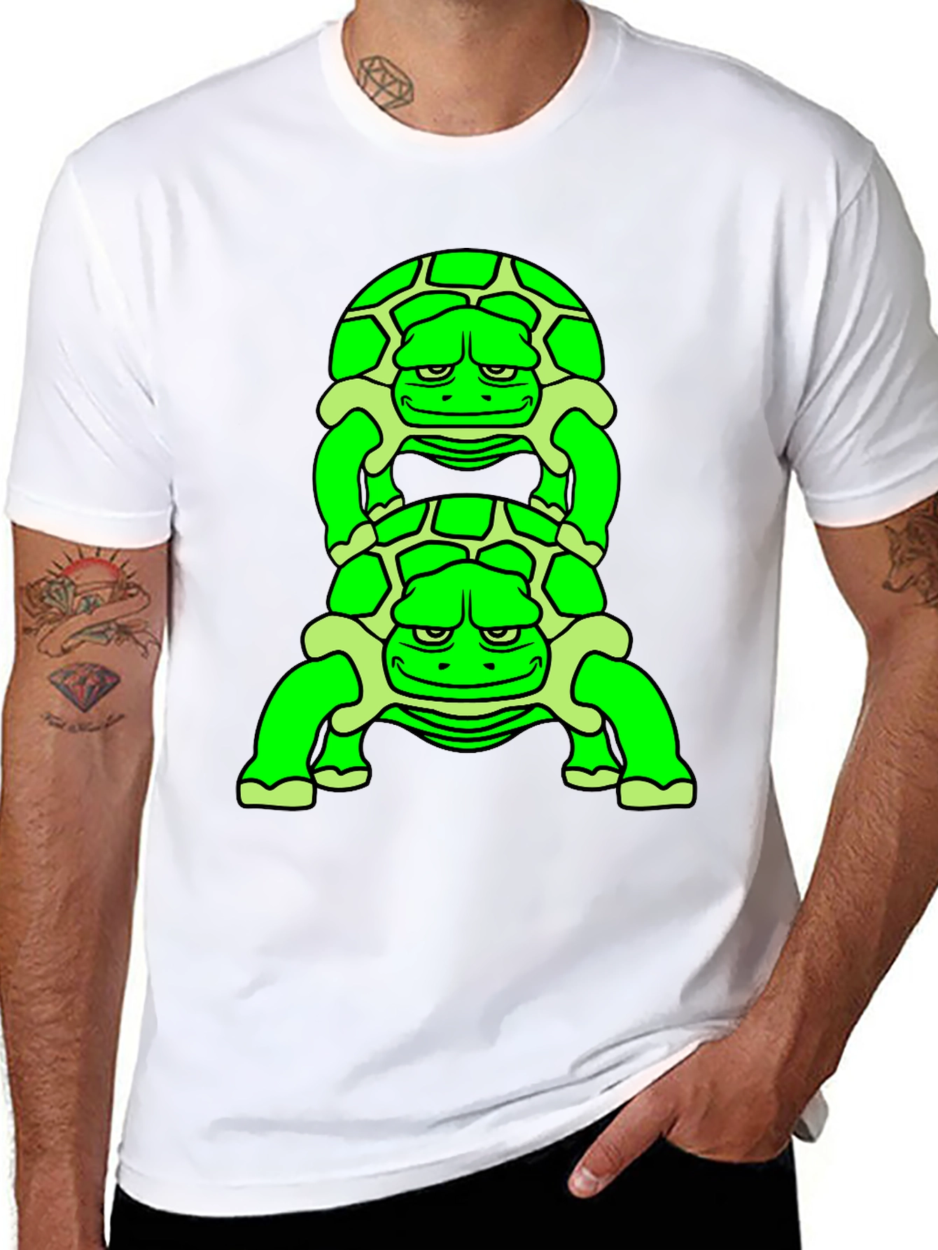 Stacked Turtle Graphic Tee - Unique Design