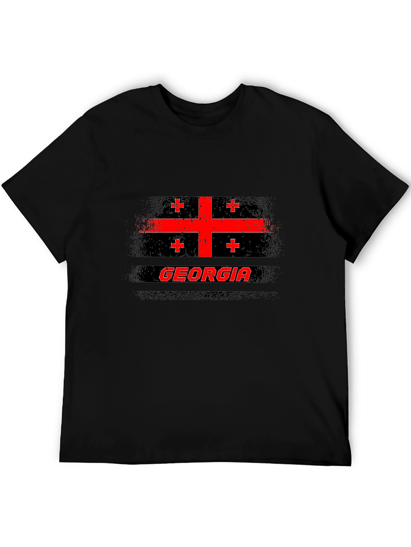 Georgia Flag T-Shirt - Black Cotton Tee