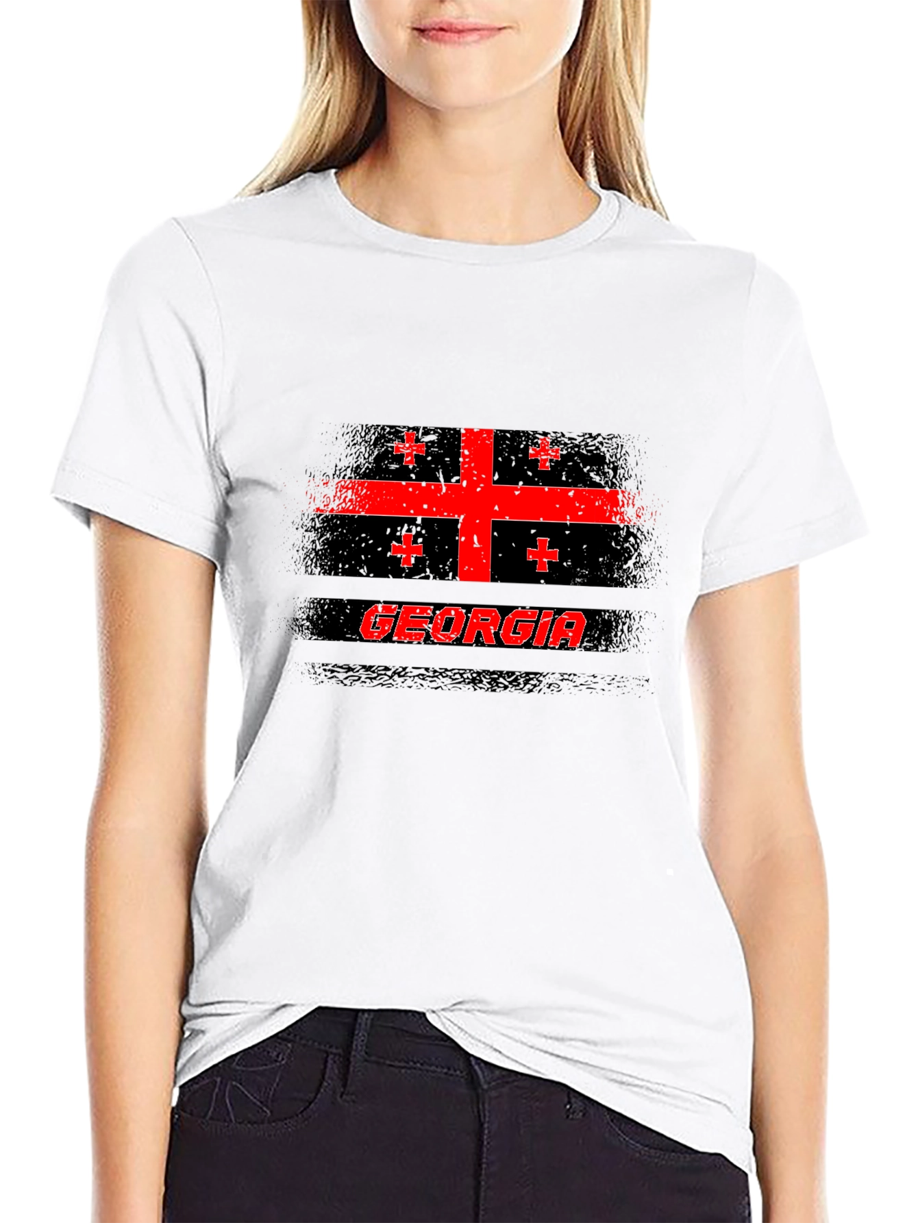 Georgia Flag T-Shirt - Black Cotton Tee