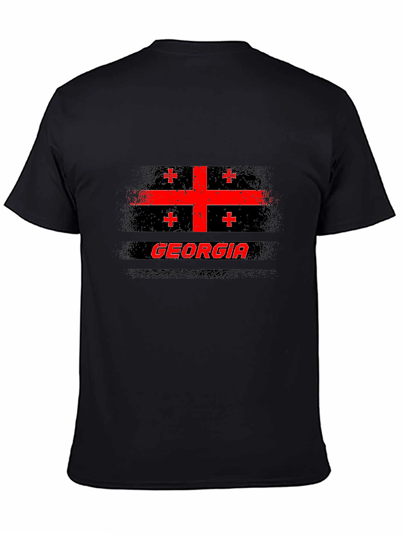 Georgia Flag T-Shirt - Black Cotton Tee