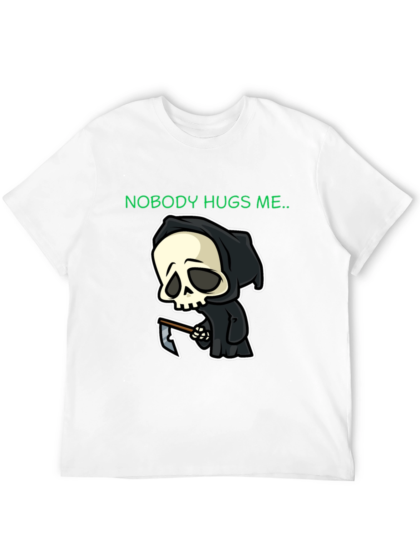 Nobody Hugs Me Grim Reaper Graphic T-Shirt