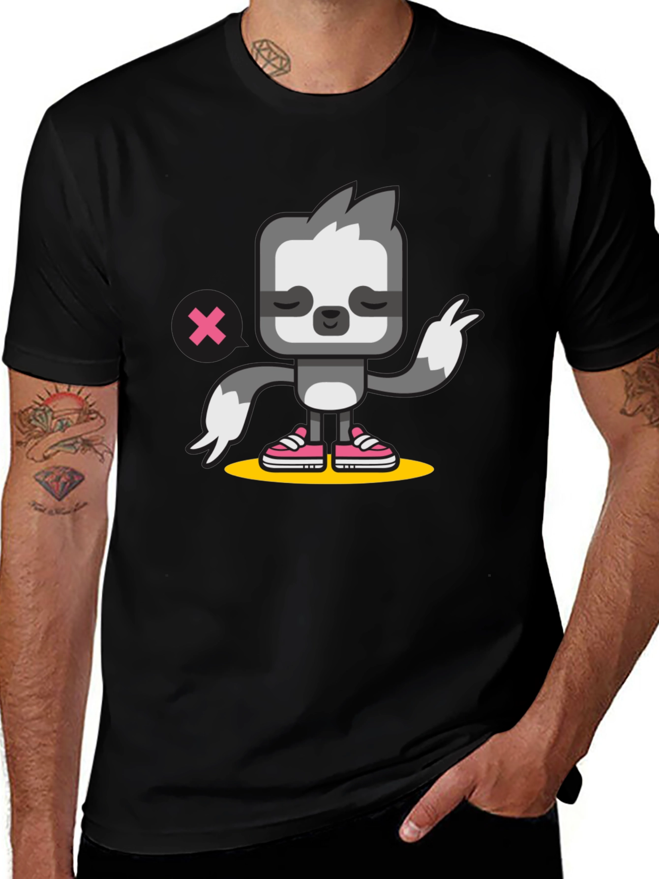 Sloth Graphic Tee - Cool Black Cotton T-Shirt