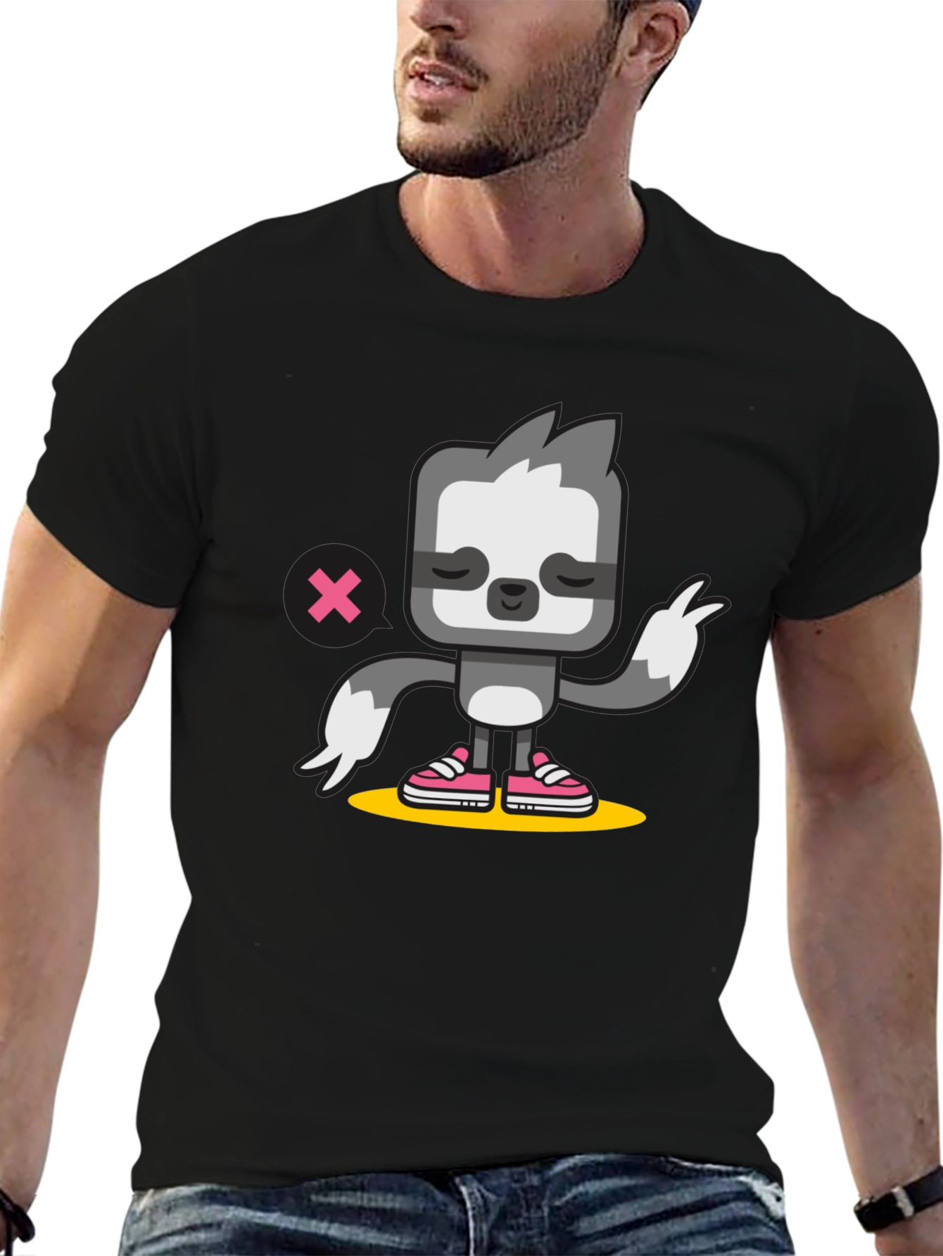 Sloth Graphic Tee - Cool Black Cotton T-Shirt