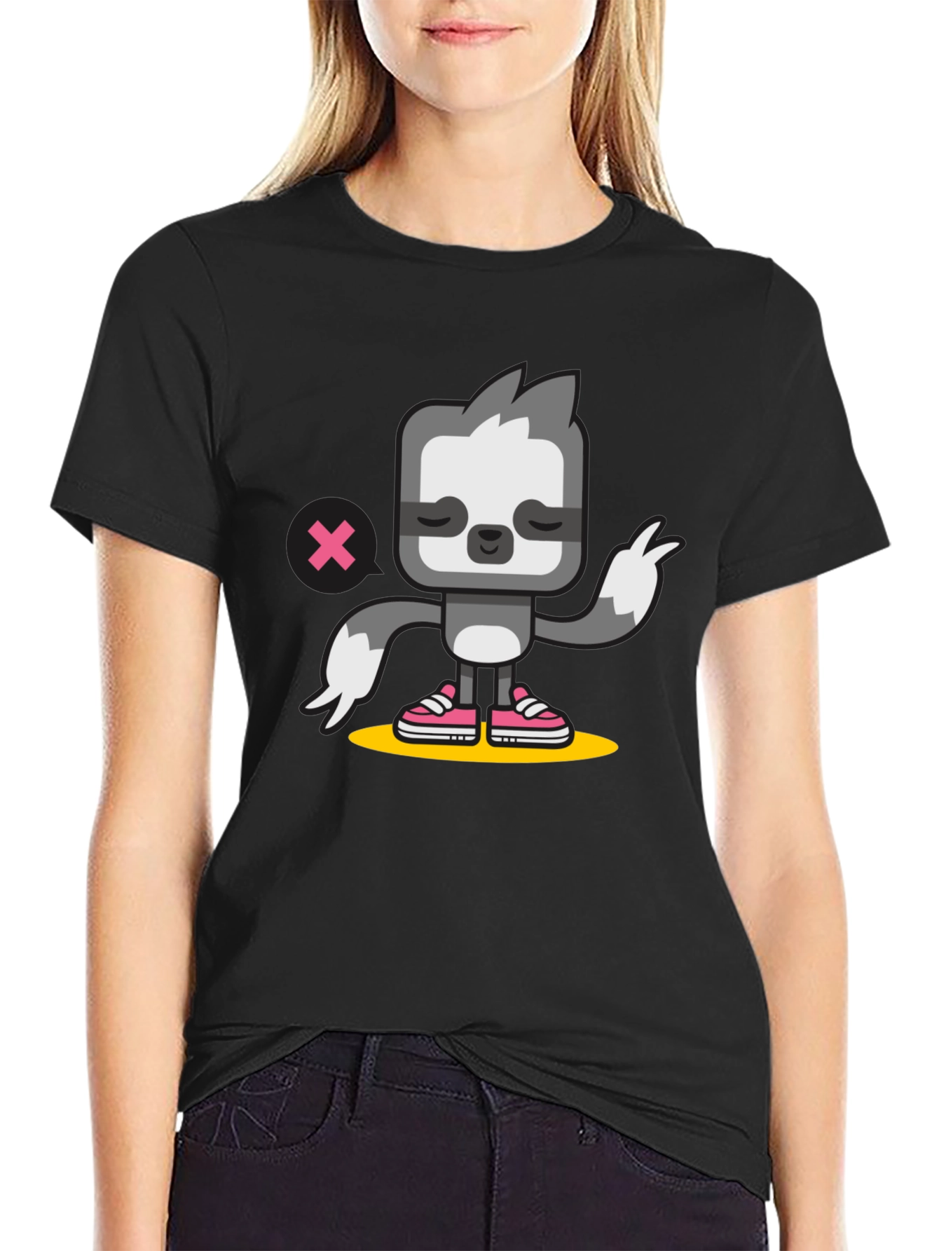 Sloth Graphic Tee - Cool Black Cotton T-Shirt