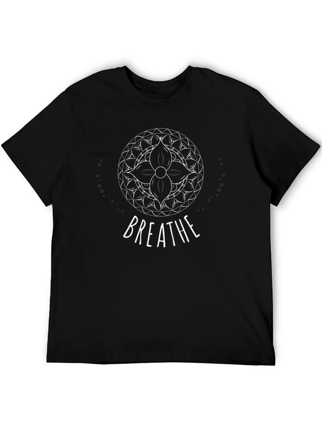 Breathe Mandala Graphic Tee - Black Cotton T-Shirt