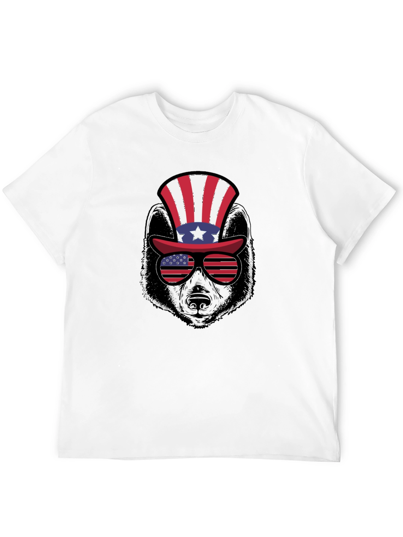 Patriotic Bear T-Shirt - American Flag Hat & Shades