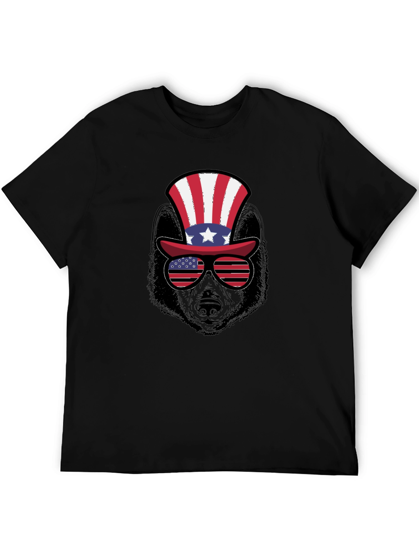 Patriotic Bear T-Shirt - American Flag Hat & Shades