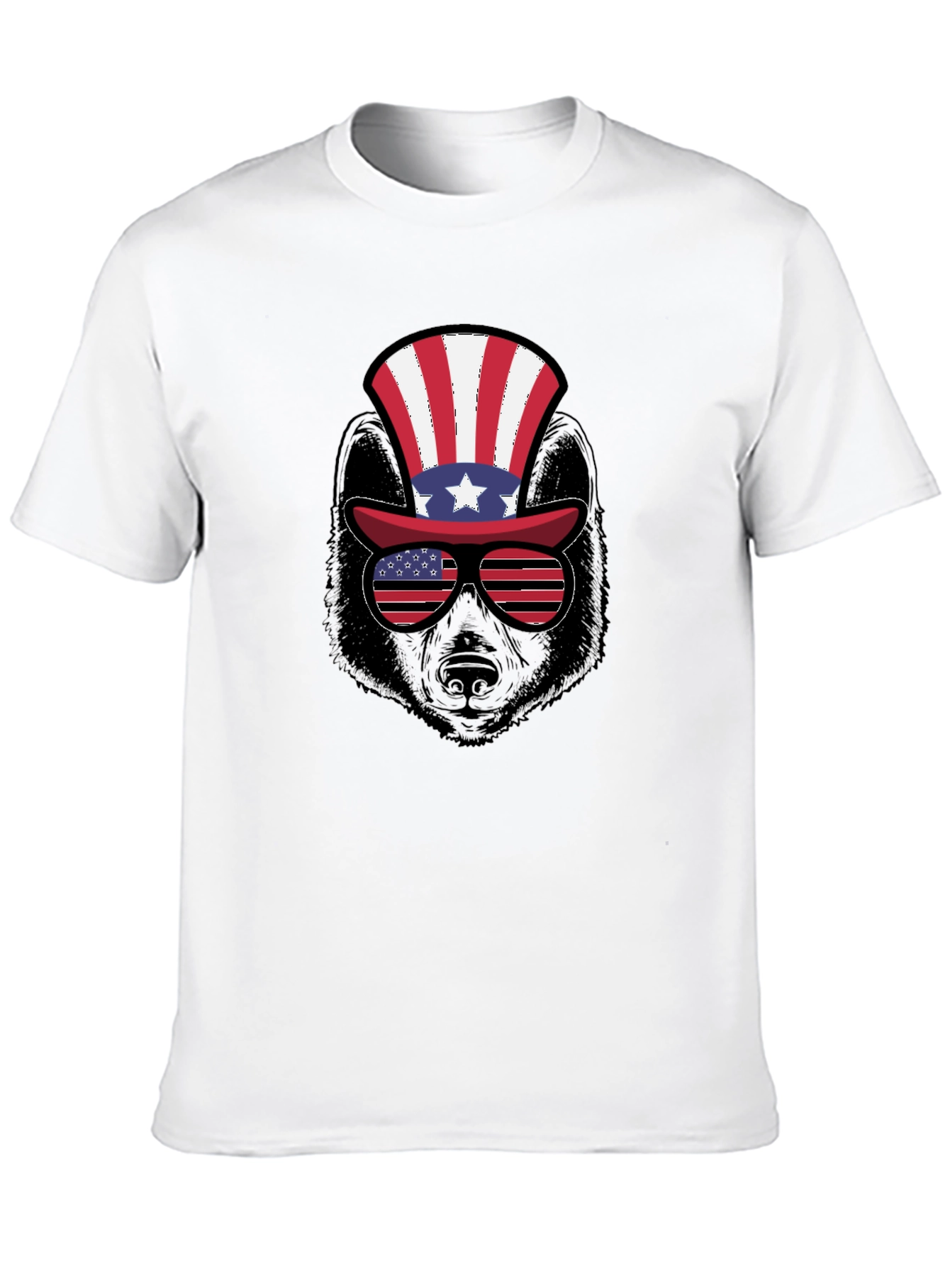 Patriotic Bear T-Shirt - American Flag Hat & Shades