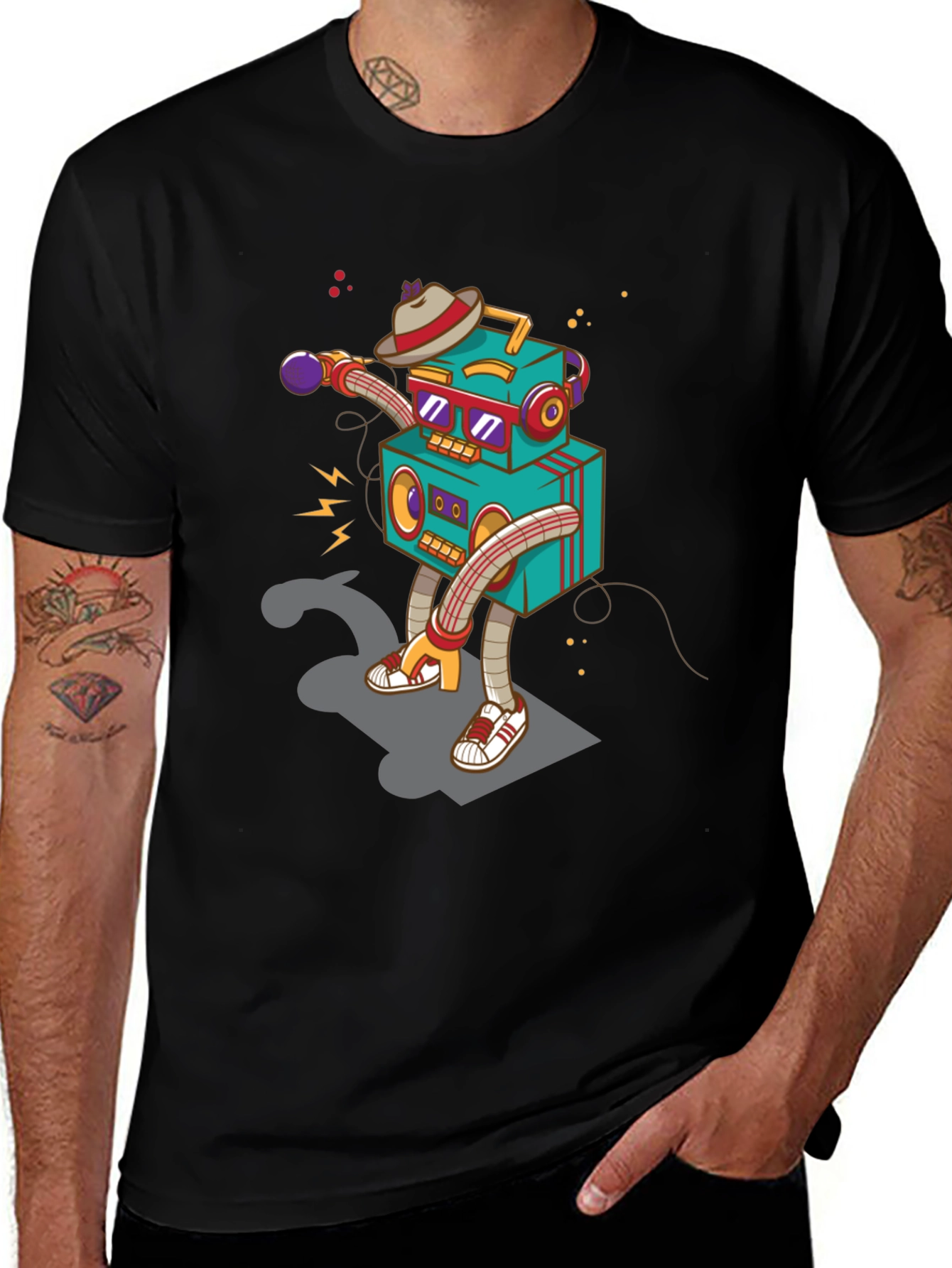 Robot DJ Graphic T-Shirt - Cool Design