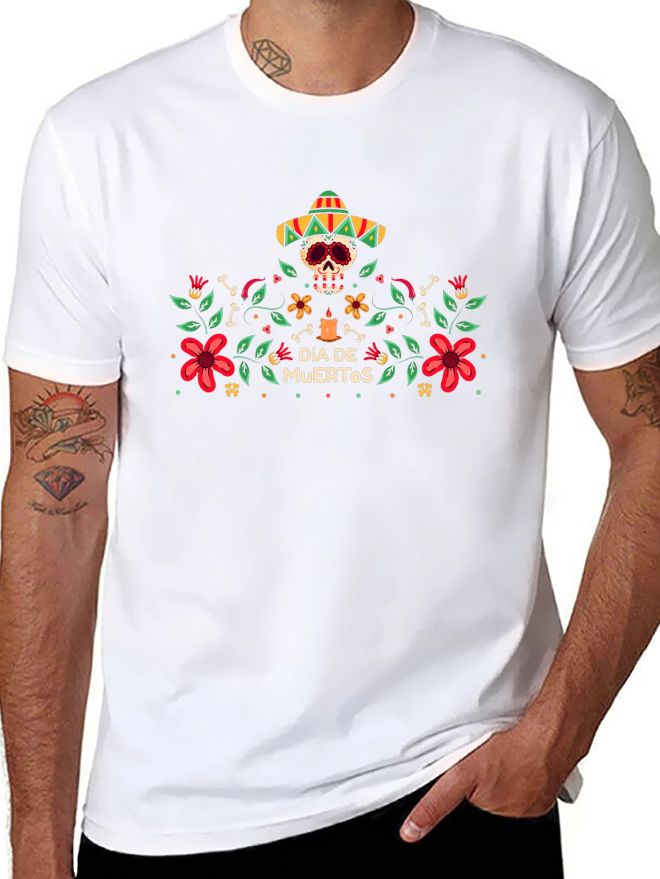 Dia de Muertos T-Shirt - Sugar Skull Sombrero