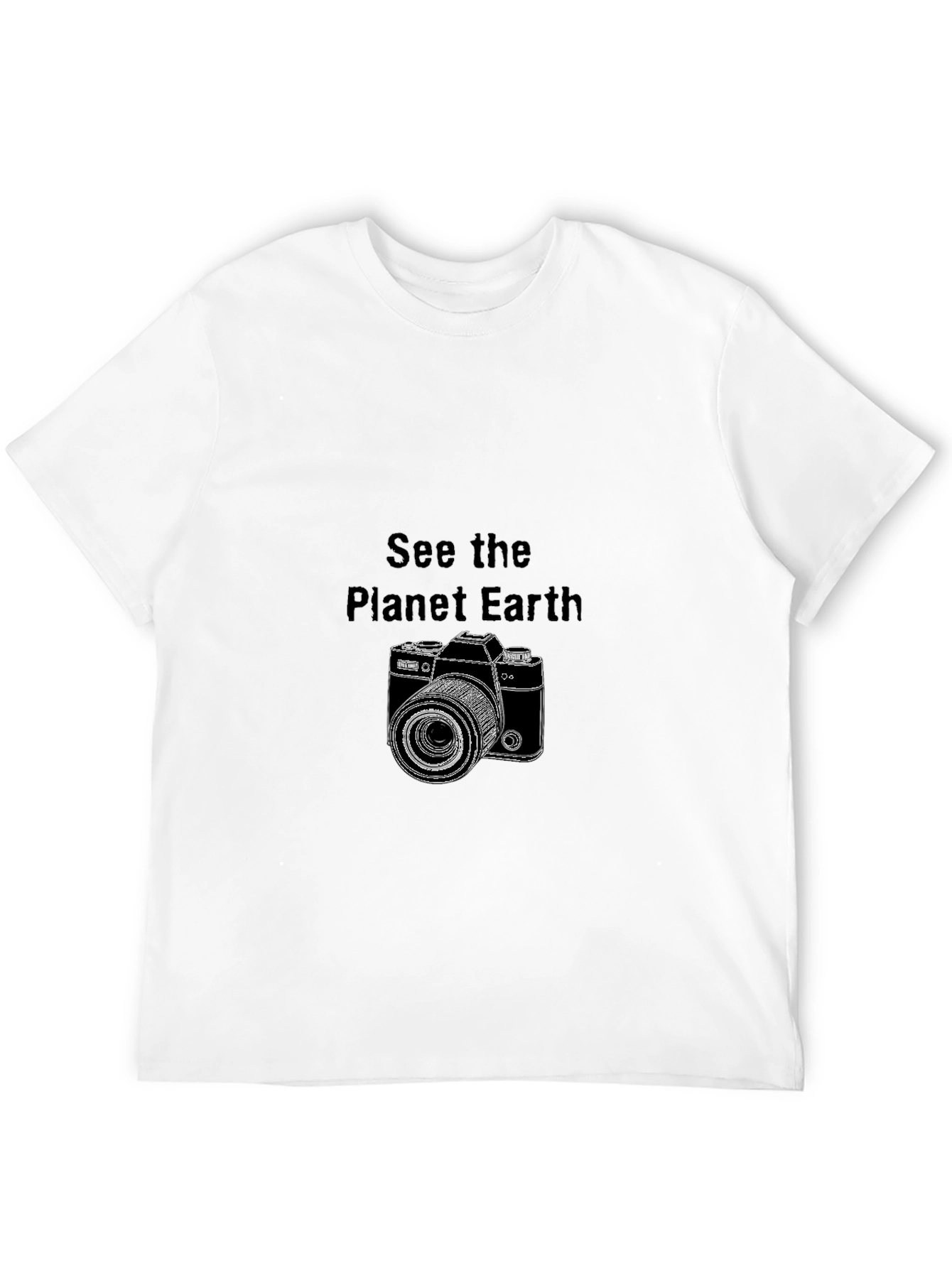 Planet Earth Camera Graphic Tee - Black Cotton Blend
