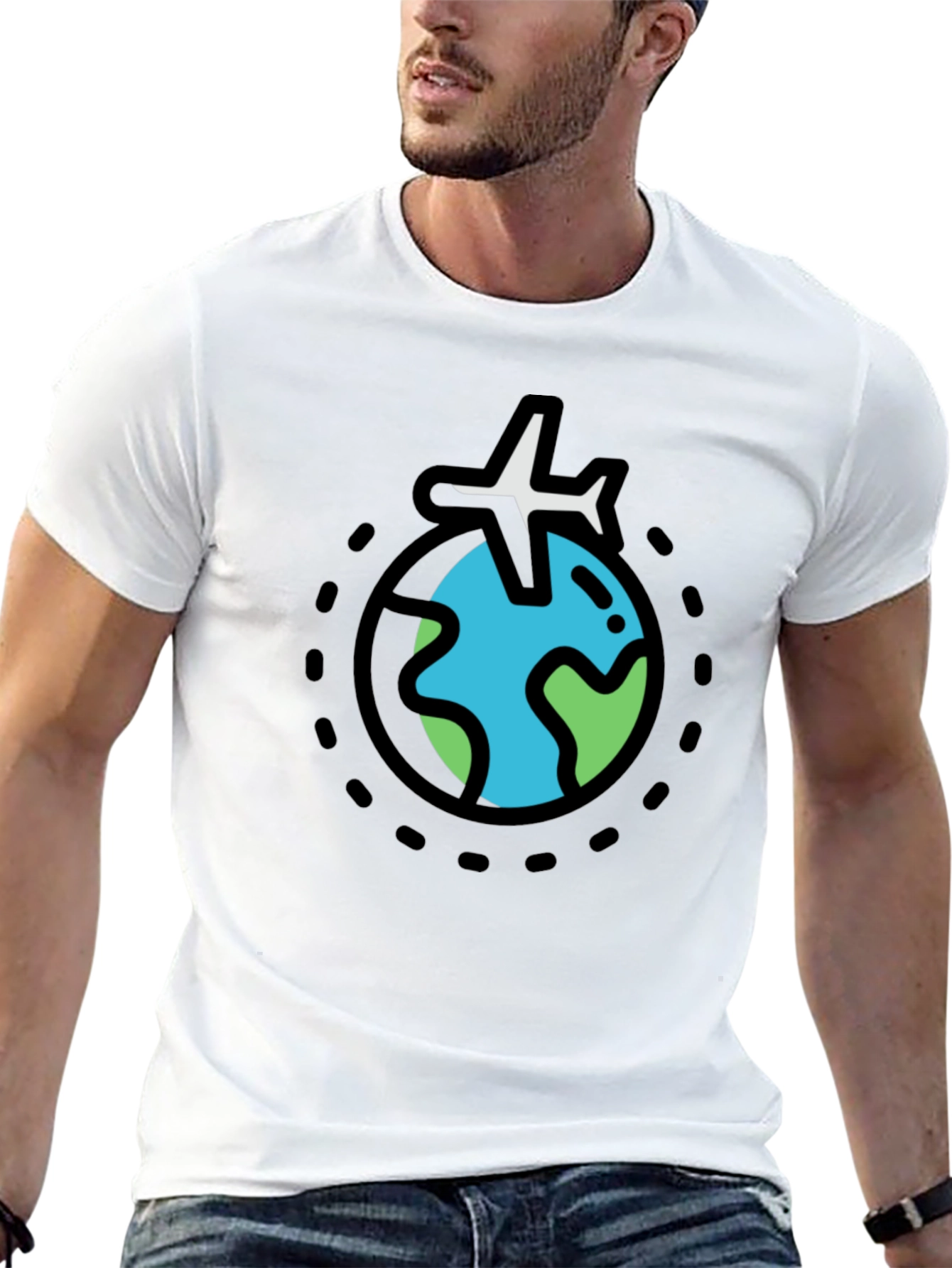 Globe Plane Graphic Tee - Black Cotton T-Shirt