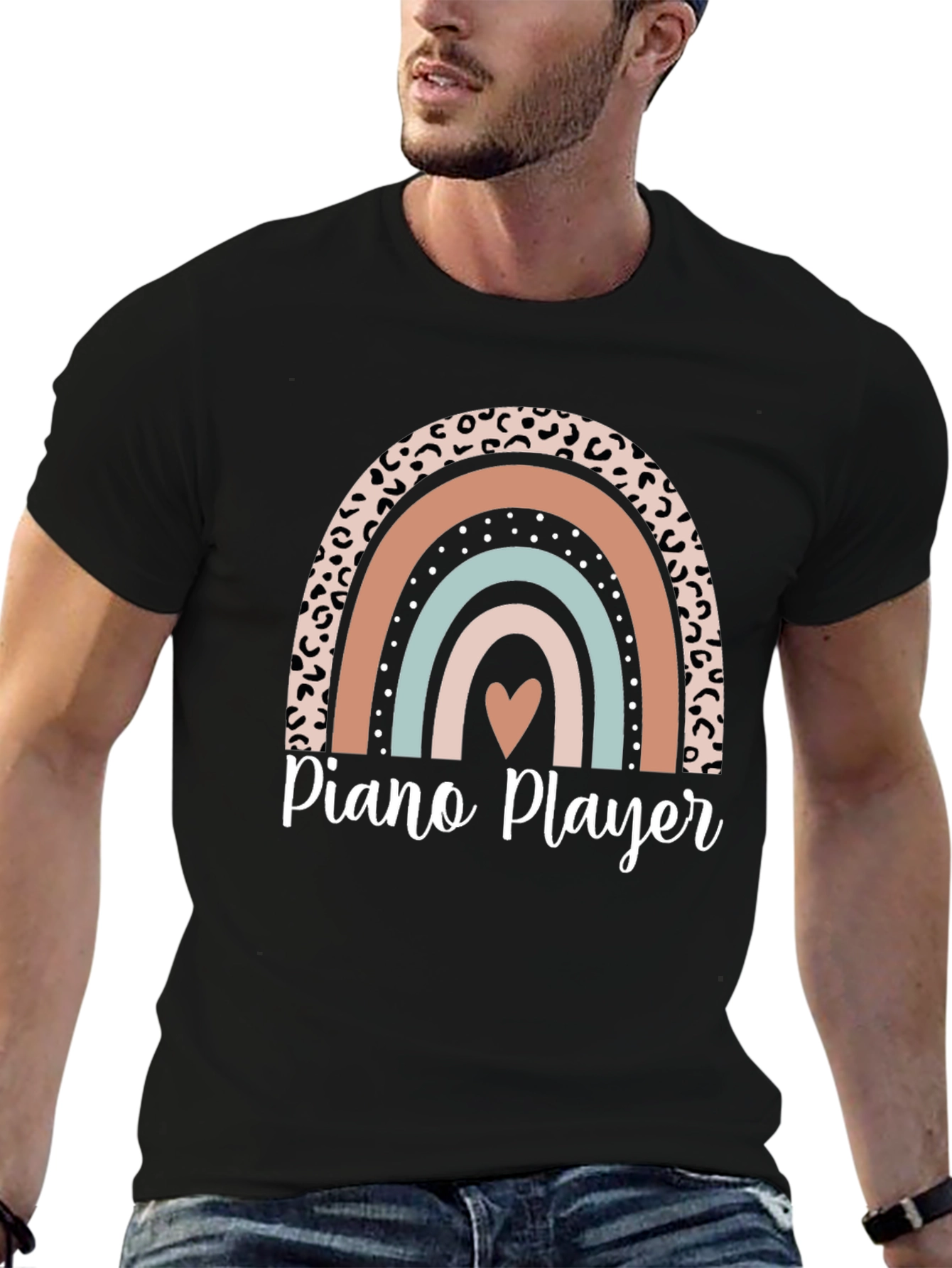 Piano Player Rainbow Heart T-Shirt