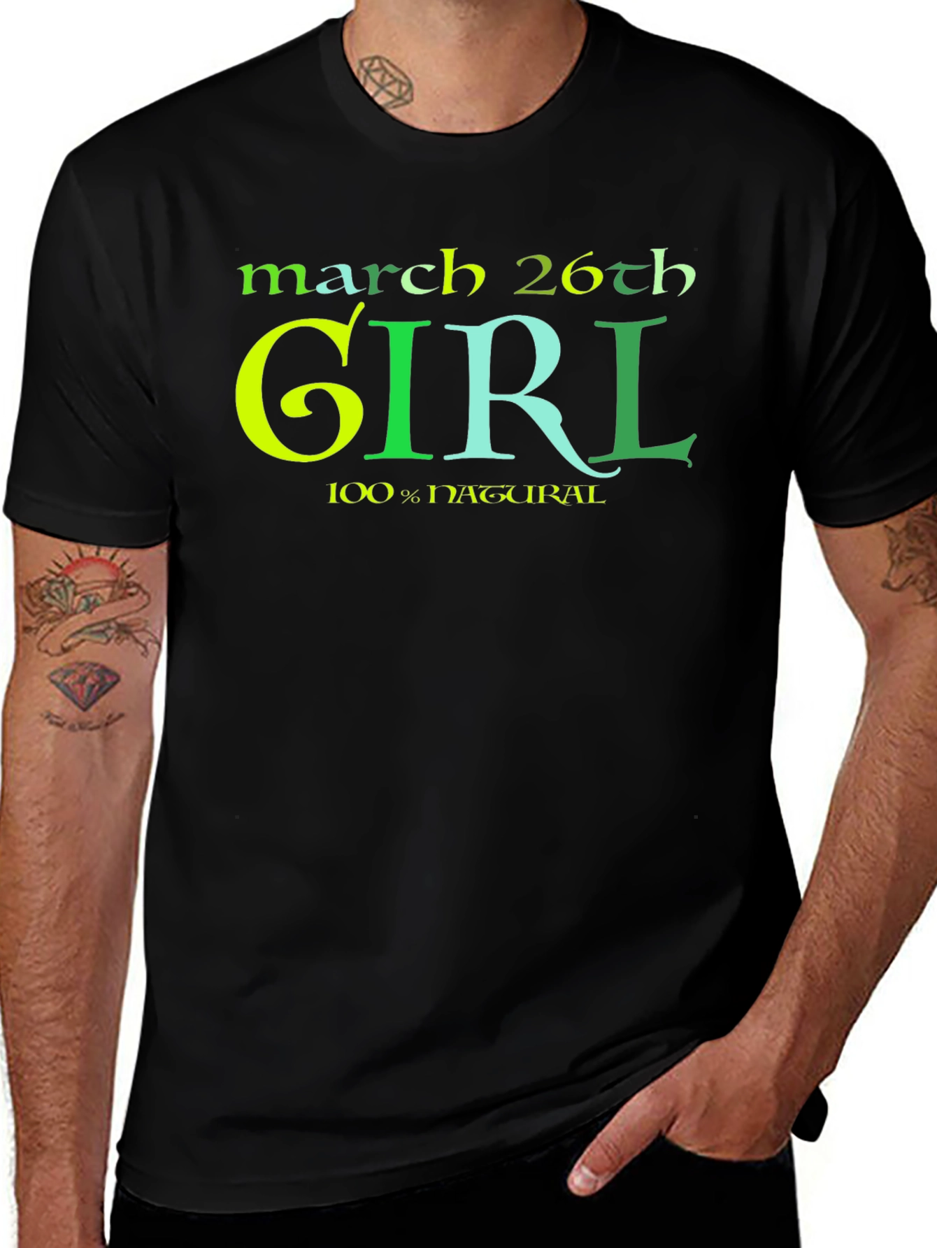 March 26th Girl 100% Natural Black T-Shirt