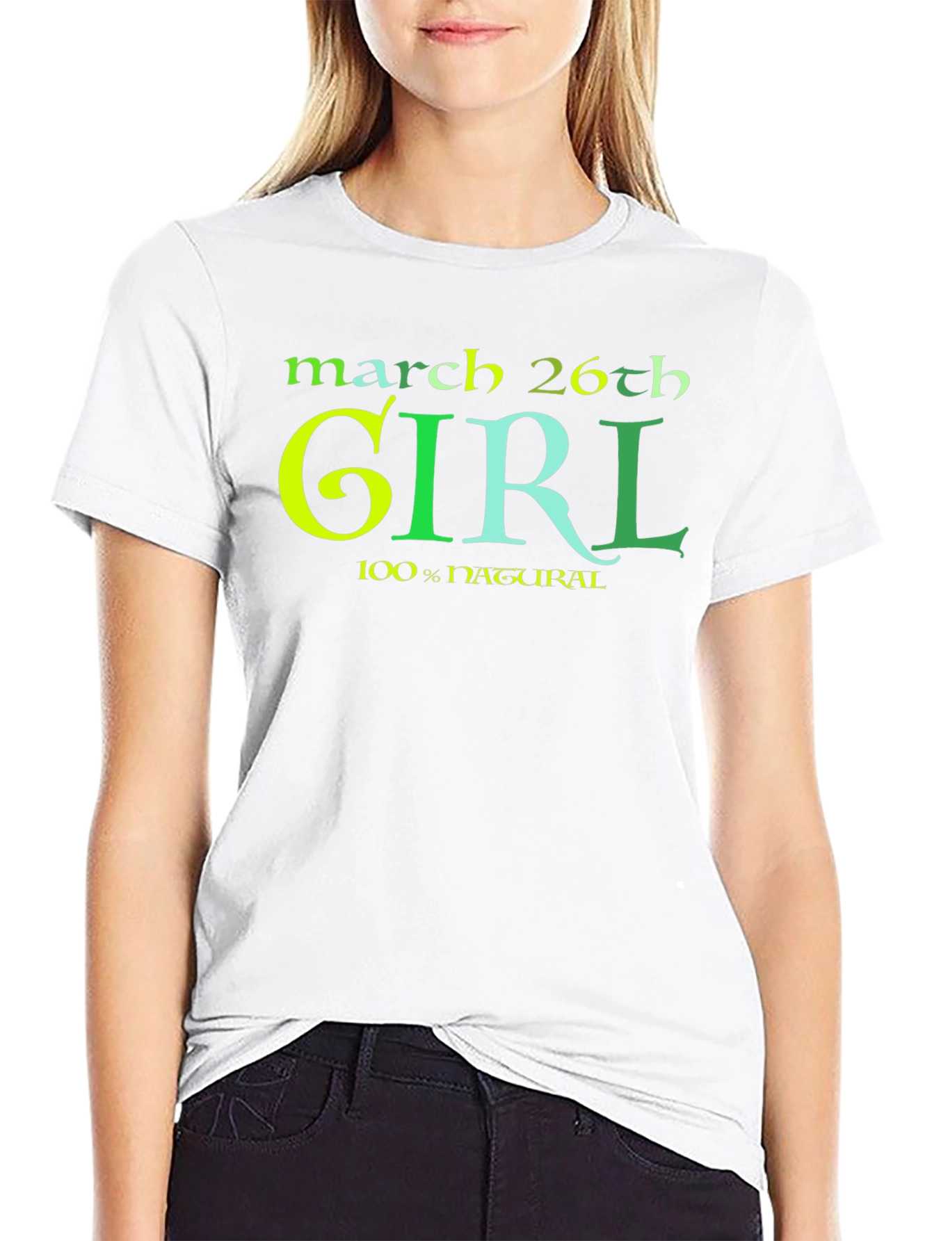 March 26th Girl 100% Natural Black T-Shirt