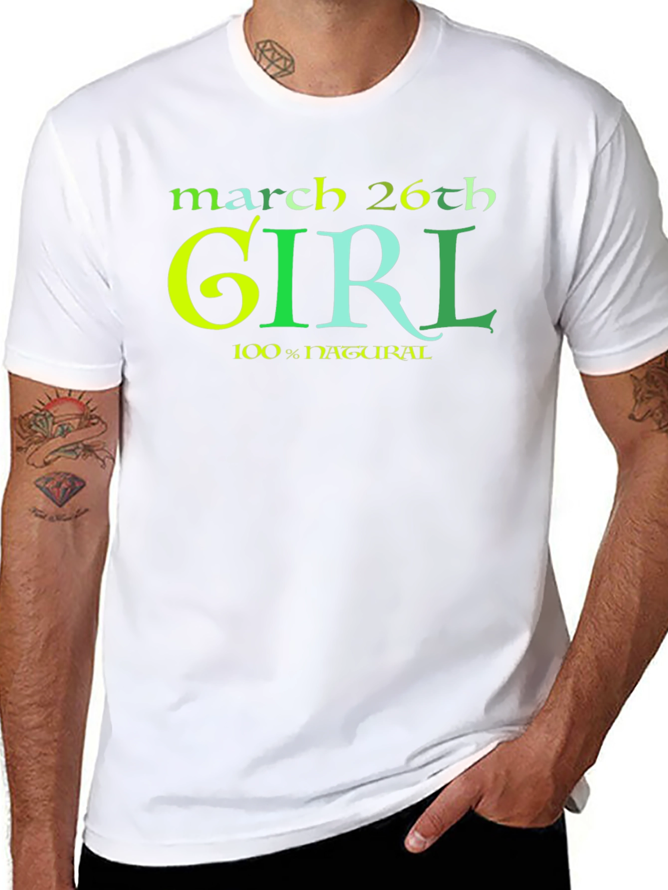 March 26th Girl 100% Natural Black T-Shirt