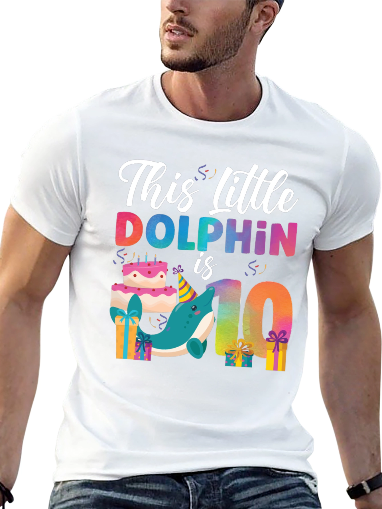 Dolphin Birthday 10th Black T-Shirt