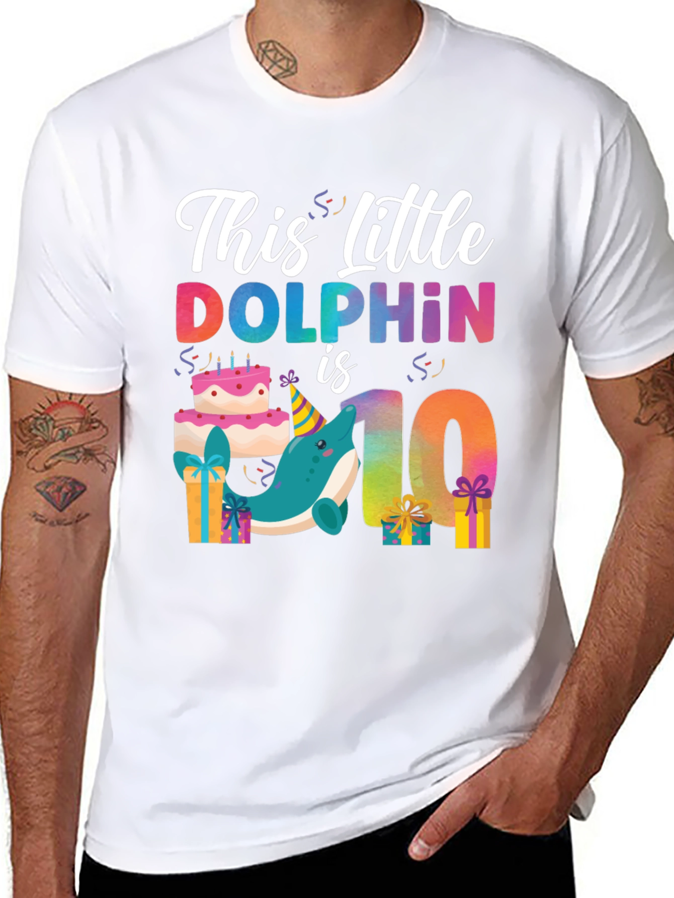 Dolphin Birthday 10th Black T-Shirt
