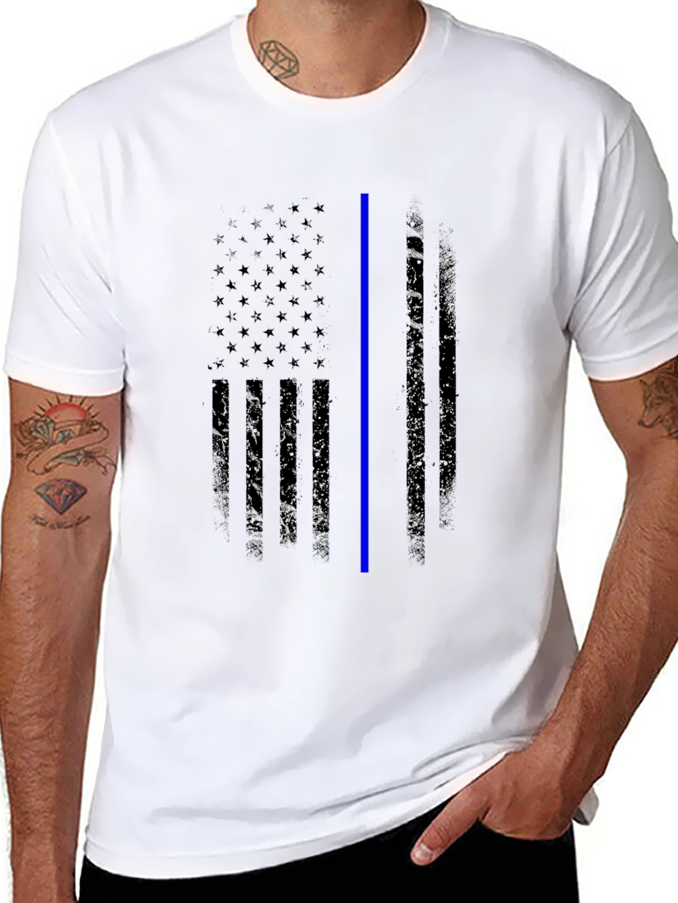 Thin Blue Line American Flag Graphic Tee