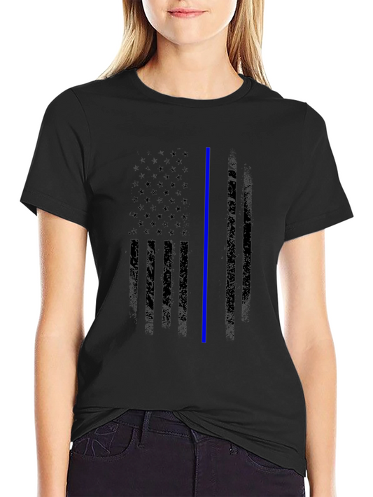 Thin Blue Line American Flag Graphic Tee