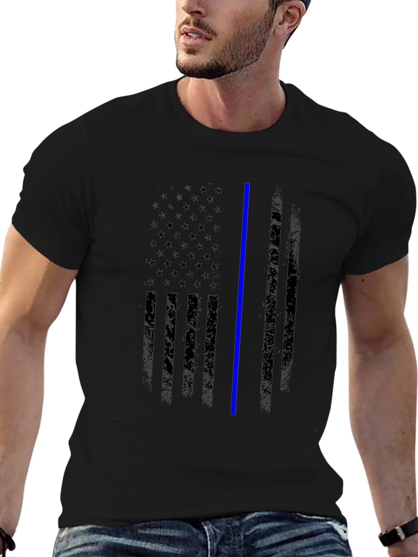 Thin Blue Line American Flag Graphic Tee