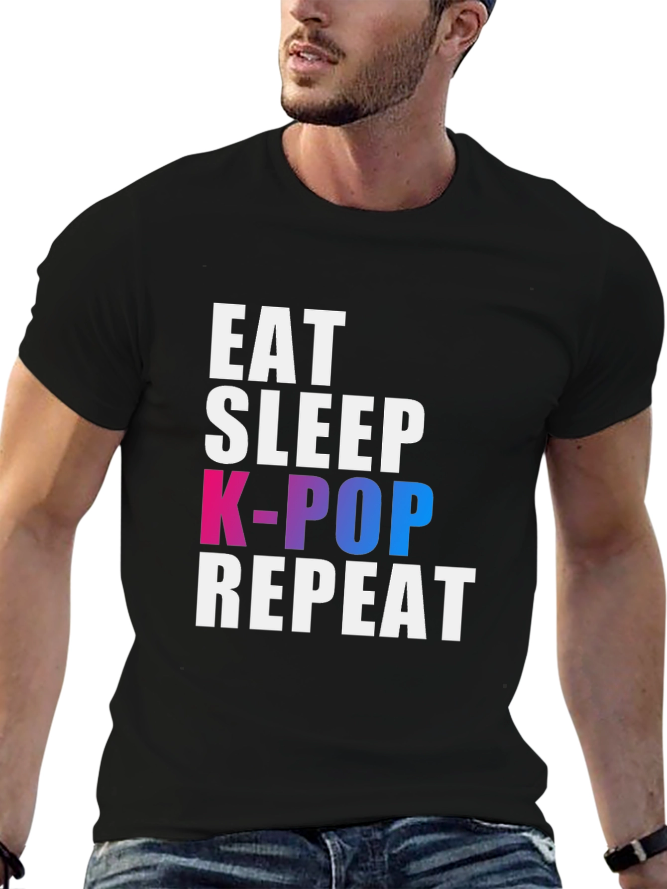 Eat Sleep K-Pop Repeat Black T-Shirt