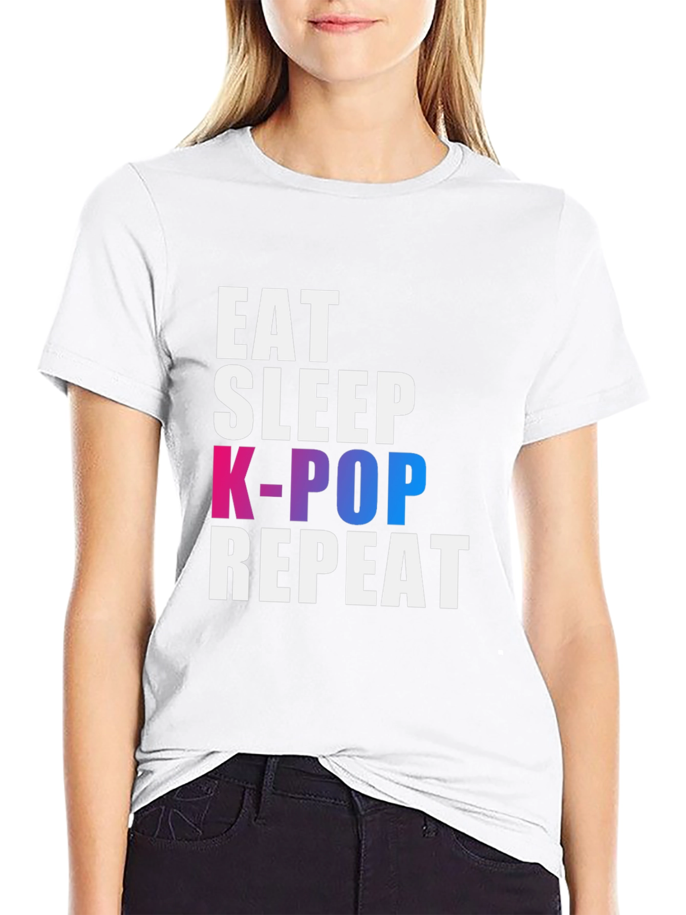 Eat Sleep K-Pop Repeat Black T-Shirt