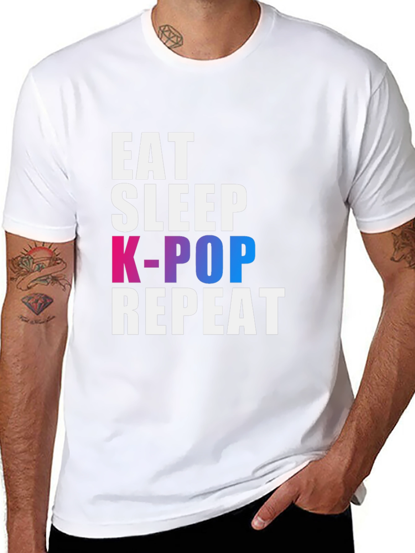 Eat Sleep K-Pop Repeat Black T-Shirt