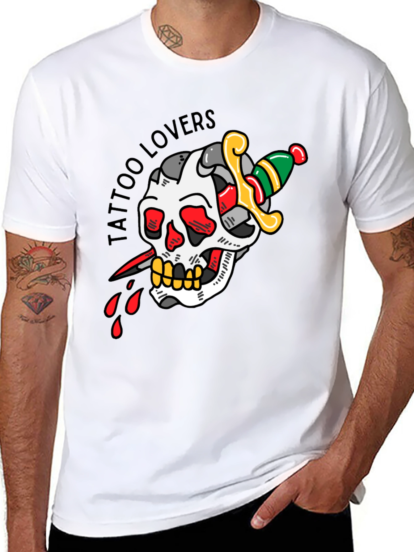 Tattoo Lovers Skull & Dagger Graphic Tee