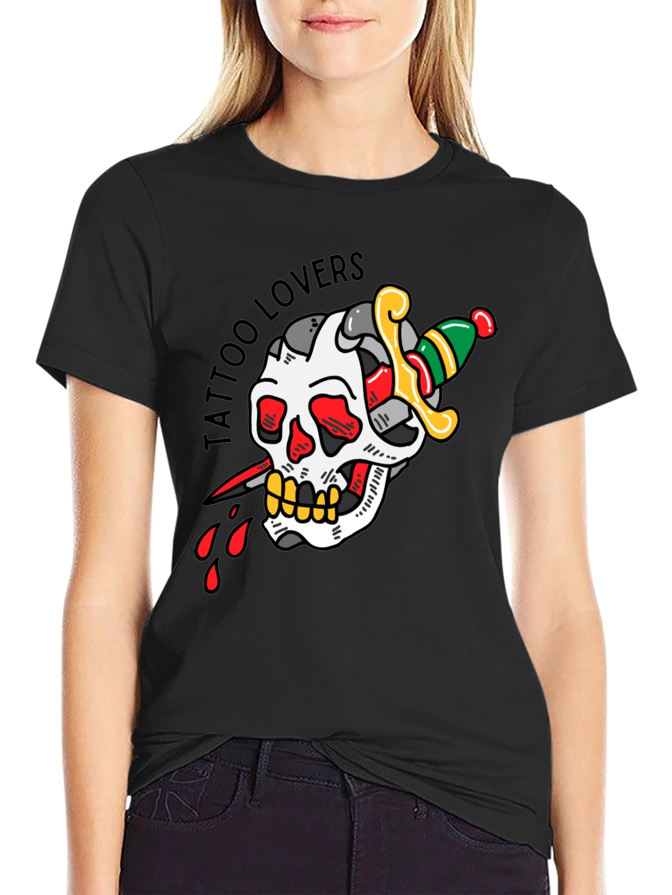 Tattoo Lovers Skull & Dagger Graphic Tee