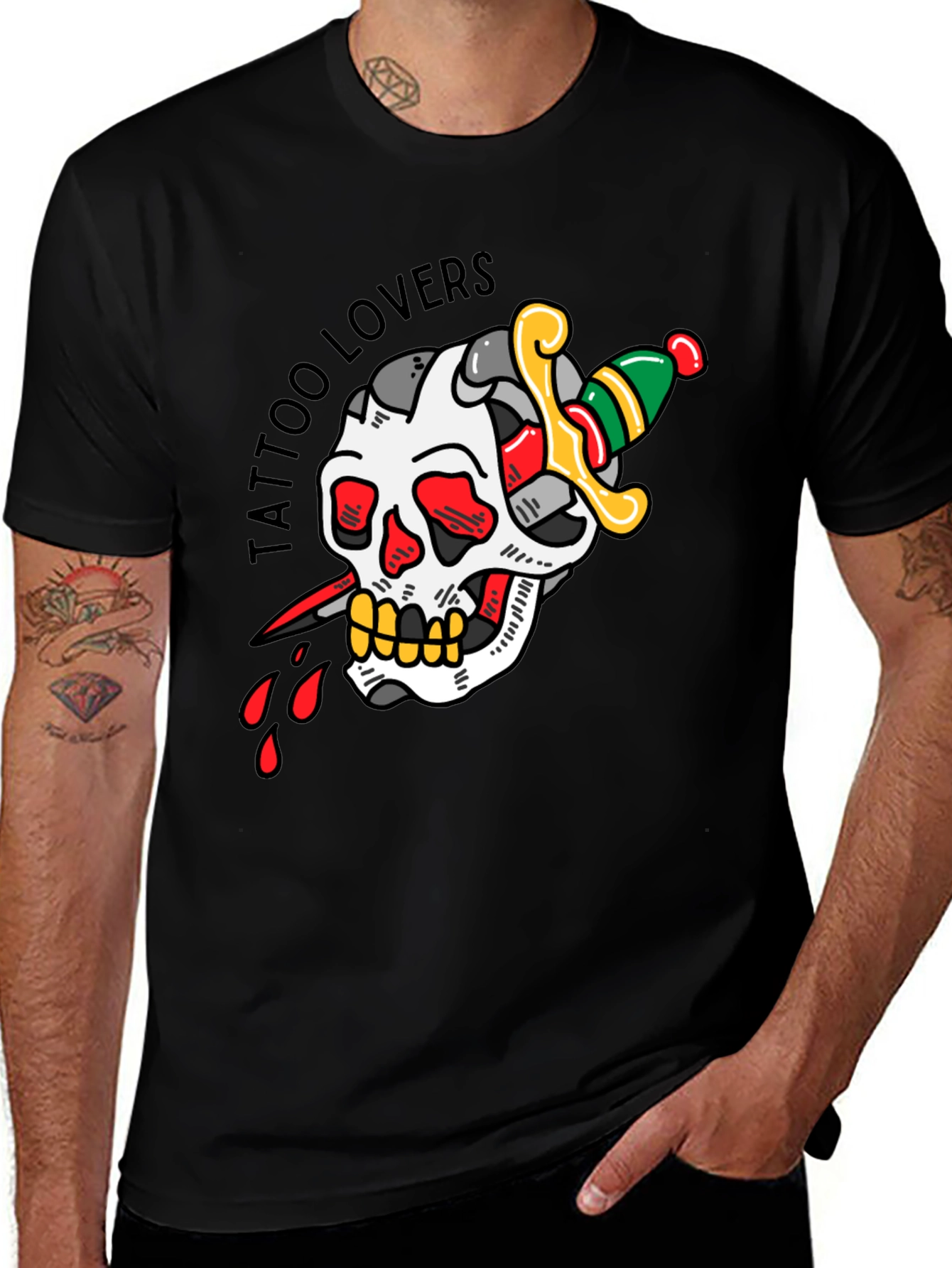 Tattoo Lovers Skull & Dagger Graphic Tee