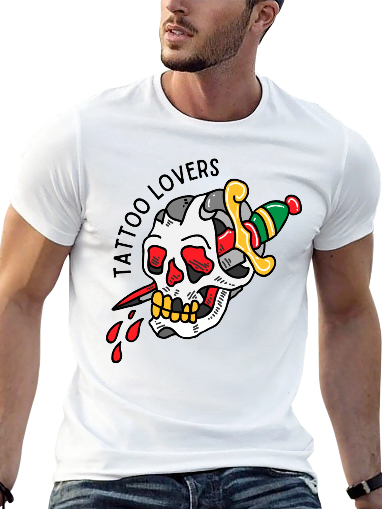 Tattoo Lovers Skull & Dagger Graphic Tee
