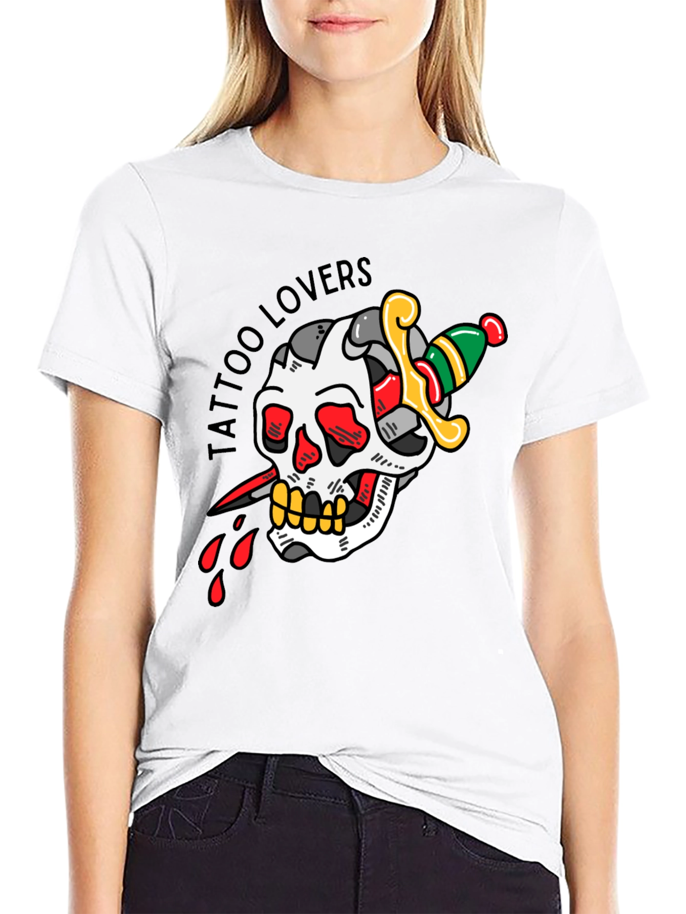 Tattoo Lovers Skull & Dagger Graphic Tee