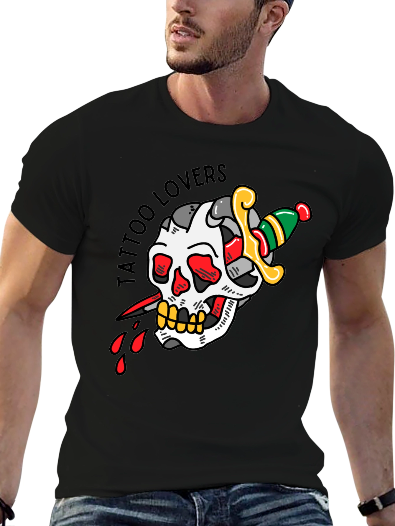Tattoo Lovers Skull & Dagger Graphic Tee