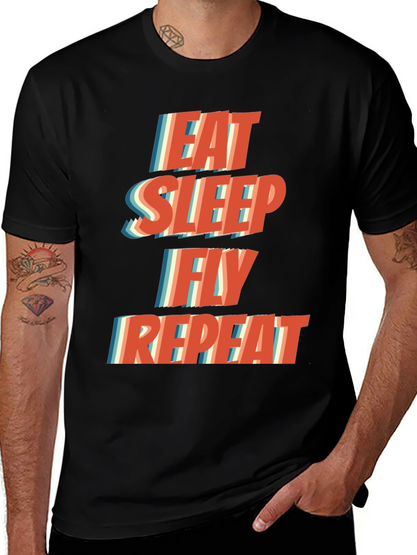 Eat Sleep Fly Repeat Graphic T-Shirt