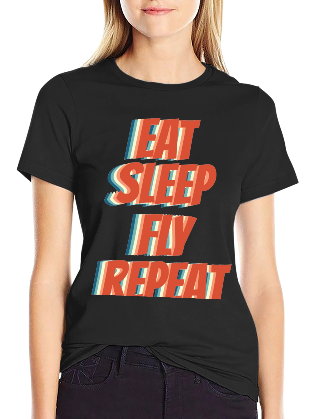 Eat Sleep Fly Repeat Graphic T-Shirt