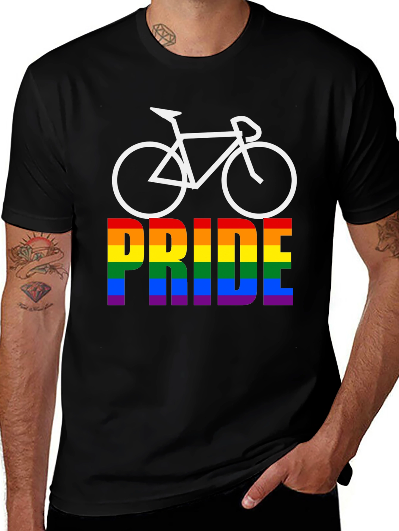 Pride Bicycle Black T-Shirt LGBTQ+ Rainbow
